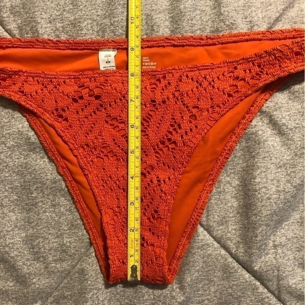 Aerie‎ Cheeky Coquine Orange Floral Lace Bikini Bottom Low Rise Womens M